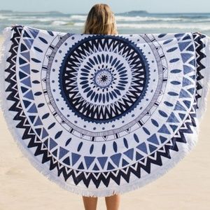 TURKISH ROUND BEACH TOWEL - TURKISH EYE PRINT